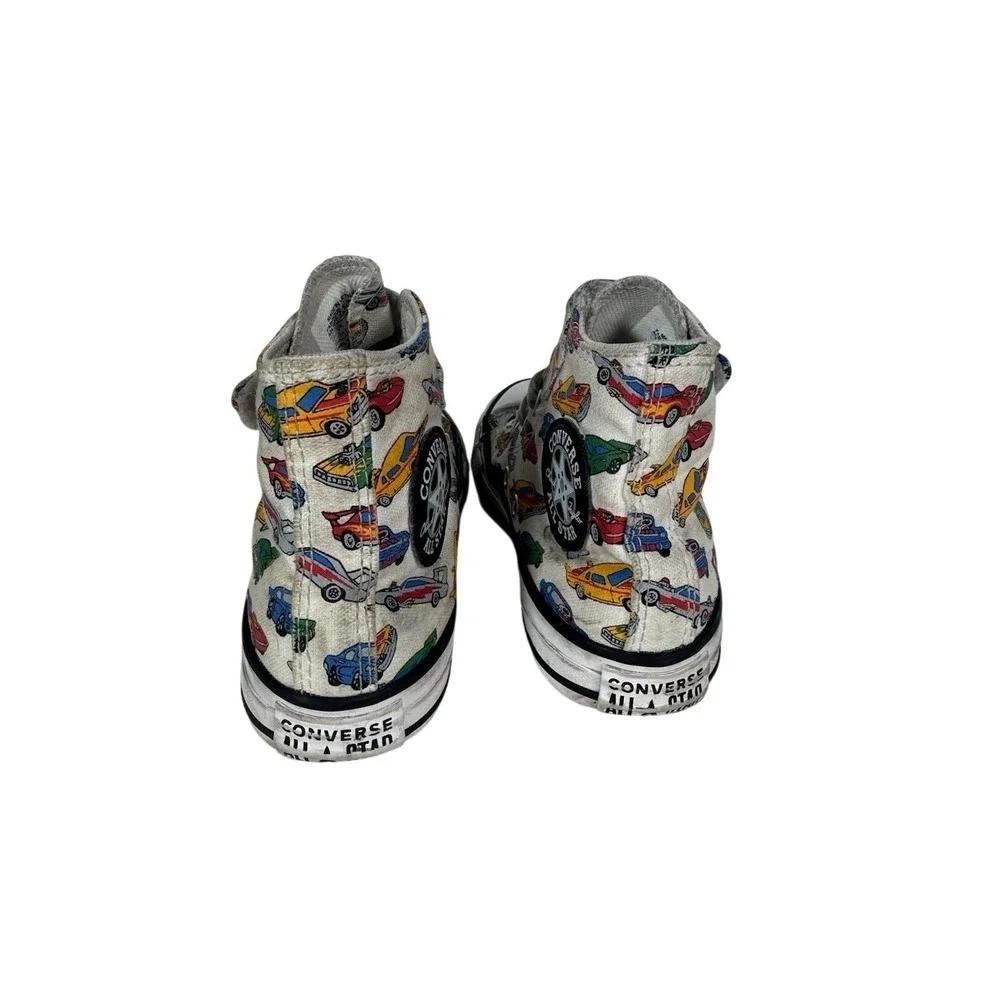 Converse Chuck Taylor All Star Youth 12 High Top Race Car Print A04743F White